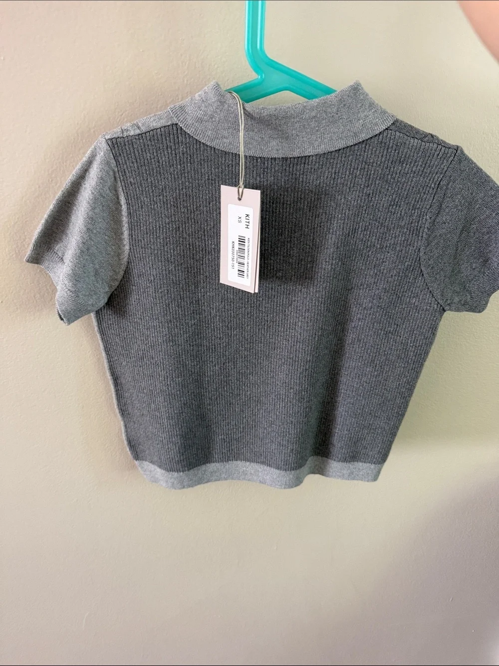 Kith Kids Grey & White Cable Knit Polo Top